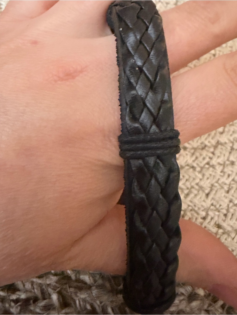 Black Braided Leather Adjustable Bracelet - Picture 3 of 3